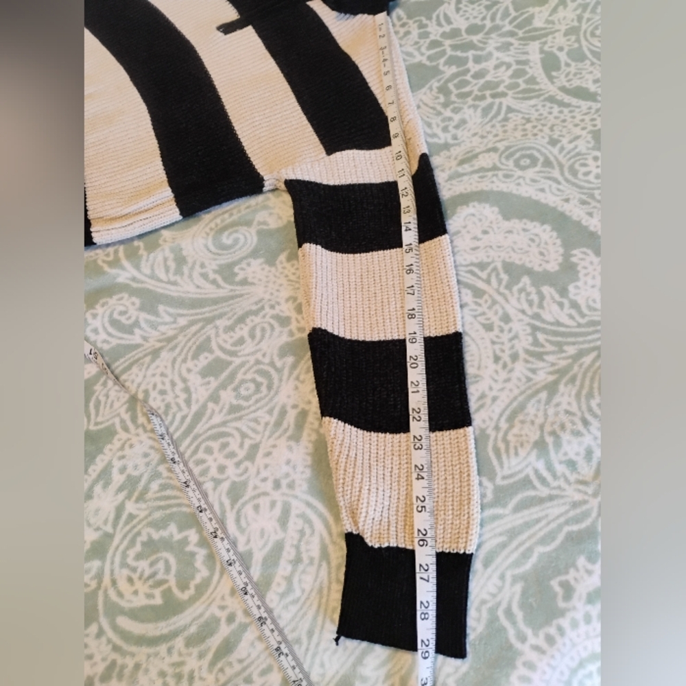 Striped Black and Cream Women's Or Girl's Sweater - Picture 4 of 5
